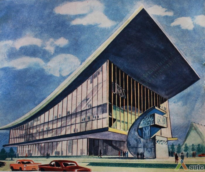 Drawing of the USSR pavilion at EXPO-67. From "Švyturys", 1967