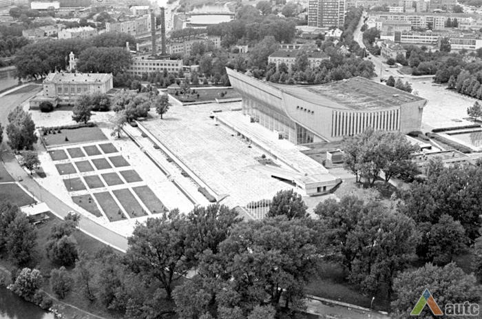 Sports Palace from the air. Photo by G. Svitojus, 1977, from the Lithuanian Central State Archives, Photodocuments Department