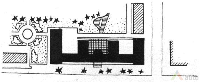 Situacijos planas. Iš: "Архитектура СССP", 1962, Nr. 11, p. 33