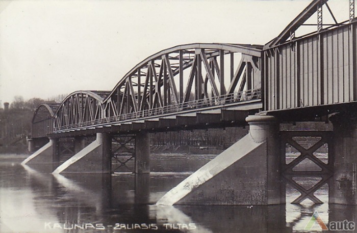 Žaliasis geležinkelio tiltas po Pirmojo pasaulinio karo. Iš H. Kebeikio kolekcijos