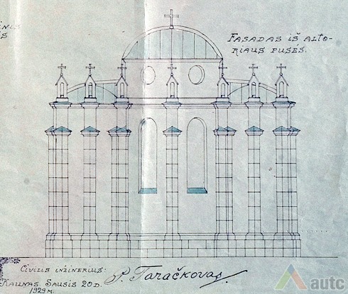 Fasadas iš altoriaus pusės. LCVA, f. 1622, ap. 4, b. 9, l. 1