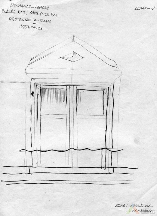 Gyvenamojo namo lango eskizas. 1951 m. pieš., KTU ASI archyvas, 724