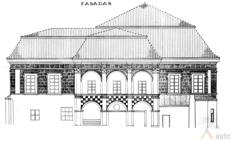 Rūmų pagrindinio fasado išklotinė, K. Baranausko nuotr., 1947 m. KPCA, s.v. 810
