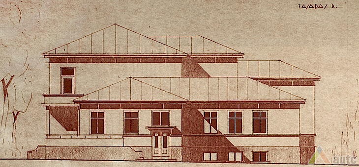 Šoninio fasado su priestatu projektas. LCVA, f. 1622, ap. 4, b. 464