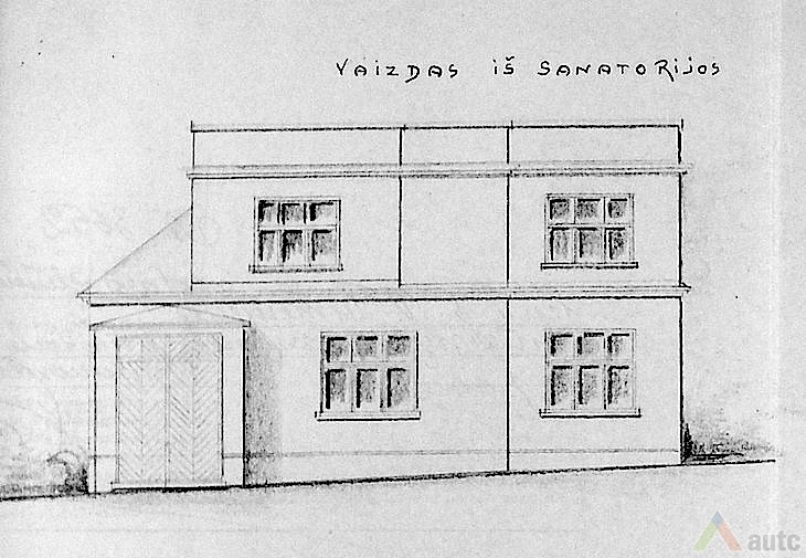 V. Tumėnienės mūrinio priestato prie vaikų sanatorijos projektas, fasadas. LCVA, f. 1622, ap. 3, b. 216