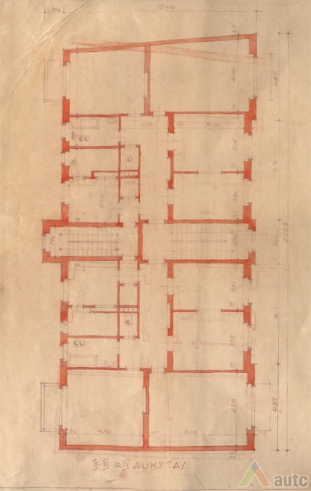 II, III ir IV a. planai, 1934 m. projektas. KAA, f. 218, ap. 2, b. 1069, l. 2. 