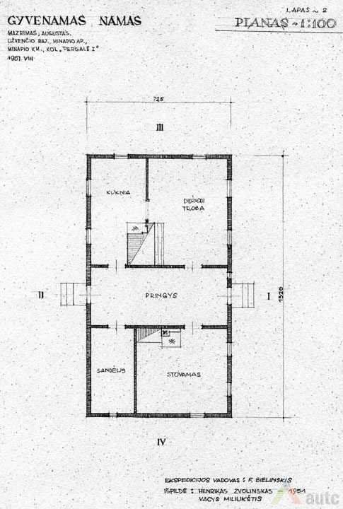 Gyvenamojo namo planas, 1951 m. brėž., KTU ASI archyvas, 864