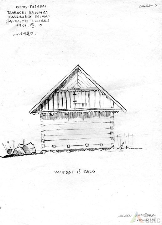 Svirno užpakalinis fasadas. 1951 m. eskizas, KTU ASI archyvas, 834