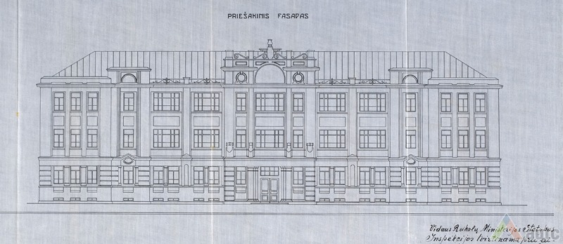 Pagrindinis fasadas. LCVA, f. 1622, ap. 4, b. 1304, l. 12b.