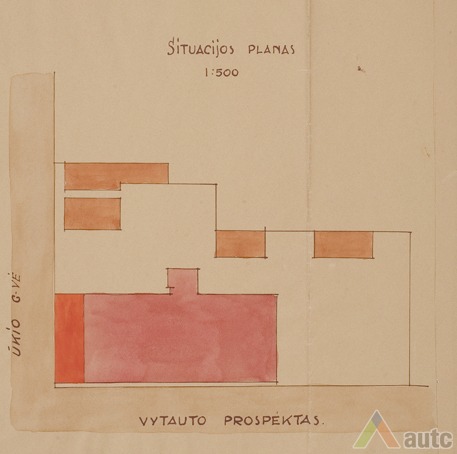 1930 m. rekonstrukcijos projektas, situacijos planas. LCVA, f. 1622, ap. 4, b. 74, l. 5c