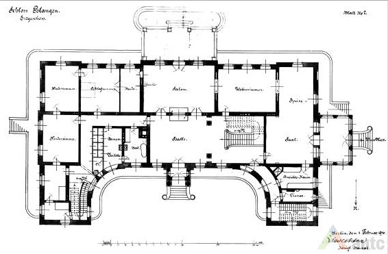 Tiškevičių dvaro rūmų projektas. Iš PGM virtualios parodos "Tiškevičių rūmų Palangoje statybos projektas. Vokiečių architekto Franco Heinricho Švechteno (1841–1924) archyvas"