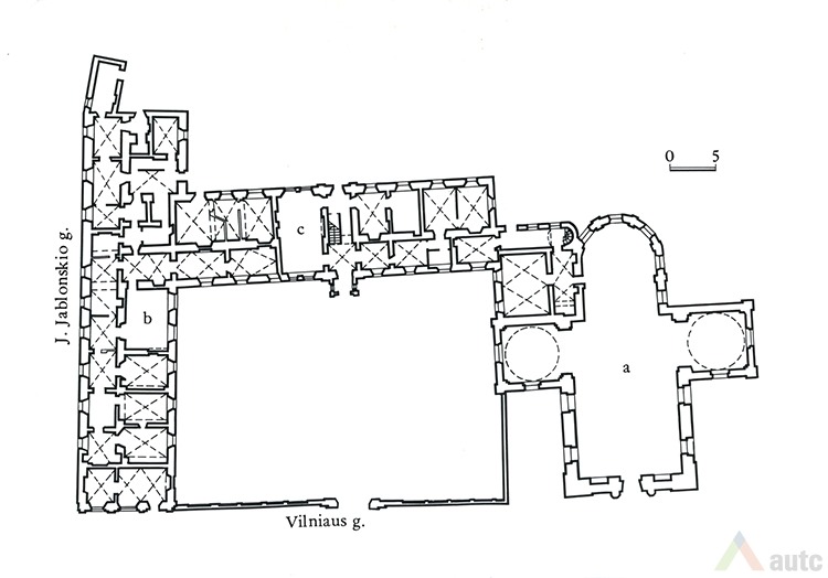 Plan of monastery and church. KTU ASI archive.