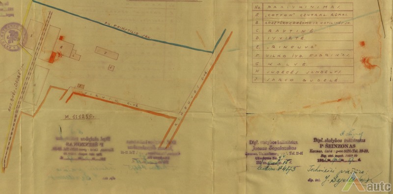 Fabriko Cotton situacijos planas, 1931 m. KAA, F-218, ap. 2, b. 9464.