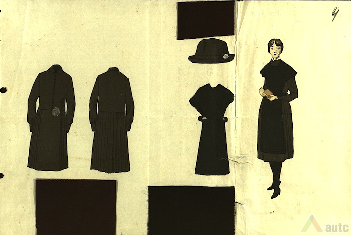 Fabriko moksleivių uniformos pavyzdžiai. KAA, f. 165, ap. 1, b. 10 l. 4.