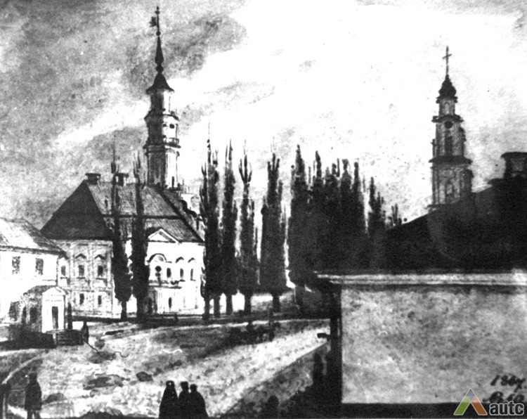 Kaunas Town Hal square, waterclour of B. Ruseckas, 1867, from archive of Department of Cultural Heritage 