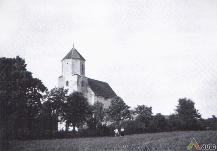 Deltuvos evangelikų reformatų bažnyčia. 1936 m. nuotrauka. Pietvakarių pusė. Nuotr. aut. nežinomas.