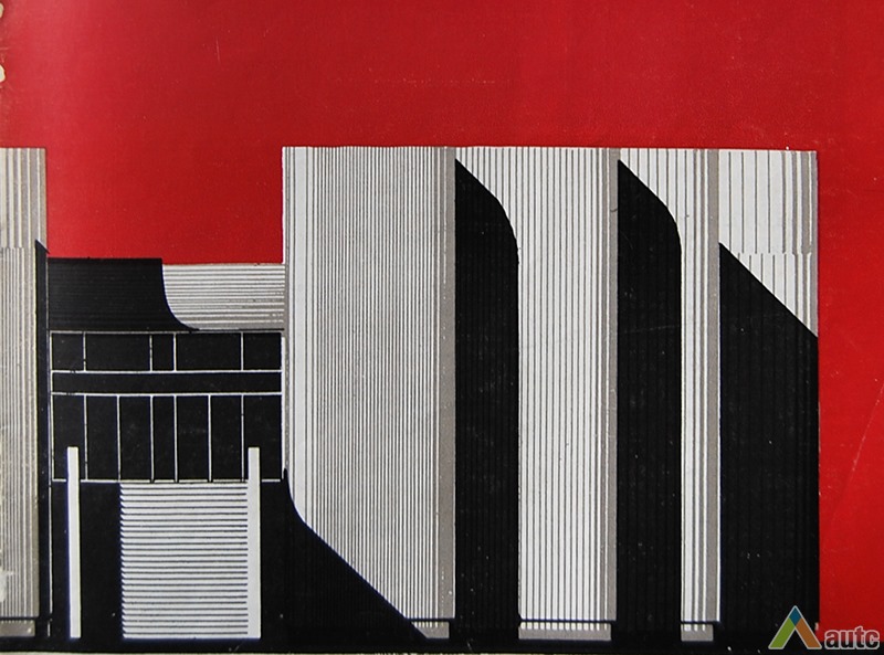 Leidinio “Statyba ir architektūra” viršelis, 1975 m., balandis. Autorius V. Sargelis. 