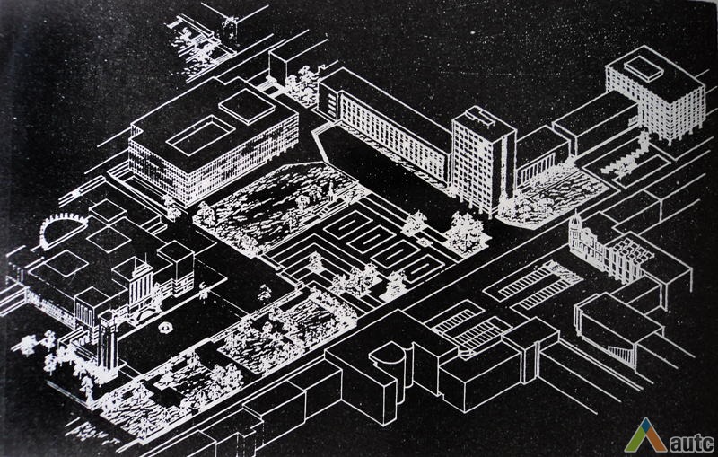 1968 m. aikštės projektas. Iš: "Statyba ir architektūra", 1970, nr. 4