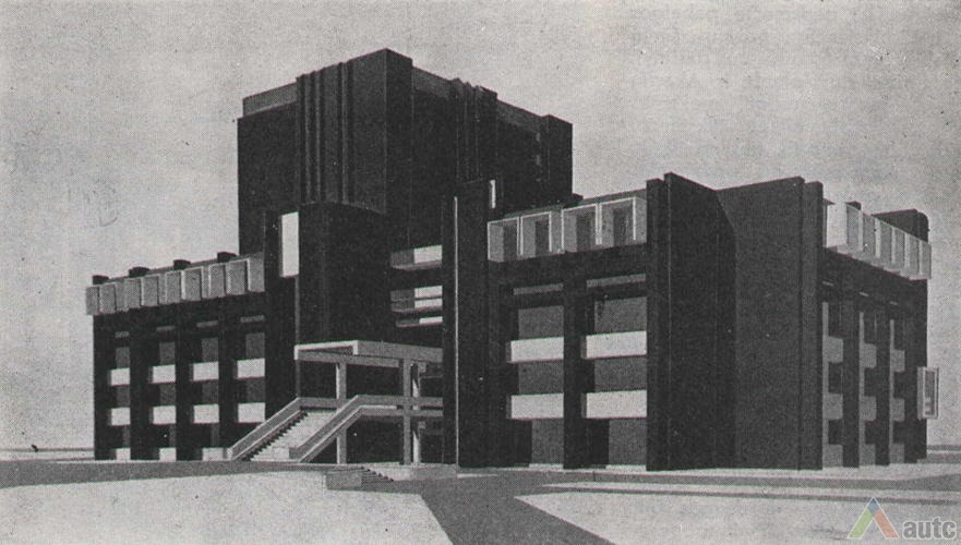 Bibliotekos pastato projektas. Iš "Statyba ir architektūra", 1977, nr. 6