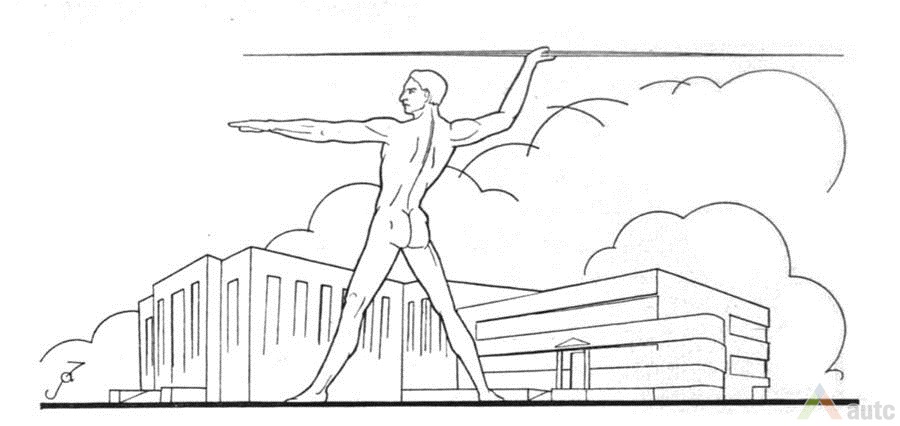 Rūmų siluetas spaudoje. Iš: "Fiziškas auklėjimas", 1932, Nr. 3, p. 272