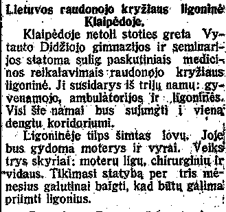 Lietuvos raudonojo kryžiaus ligoninė Klaipėdoje