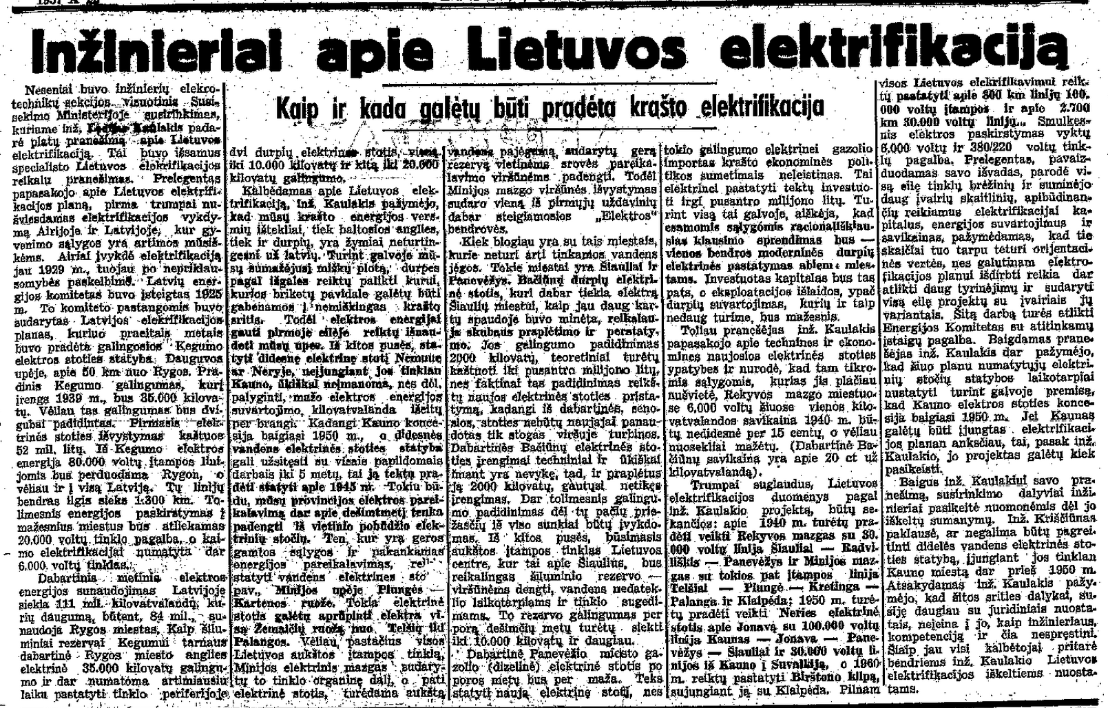 Inžinieriai apie Lietuvos elektrifikaciją