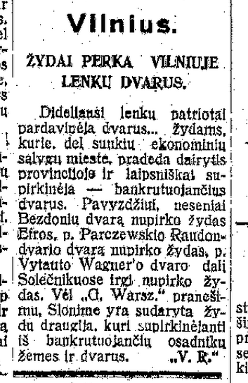 Žydai perka Vilniuje lenkų dvarus