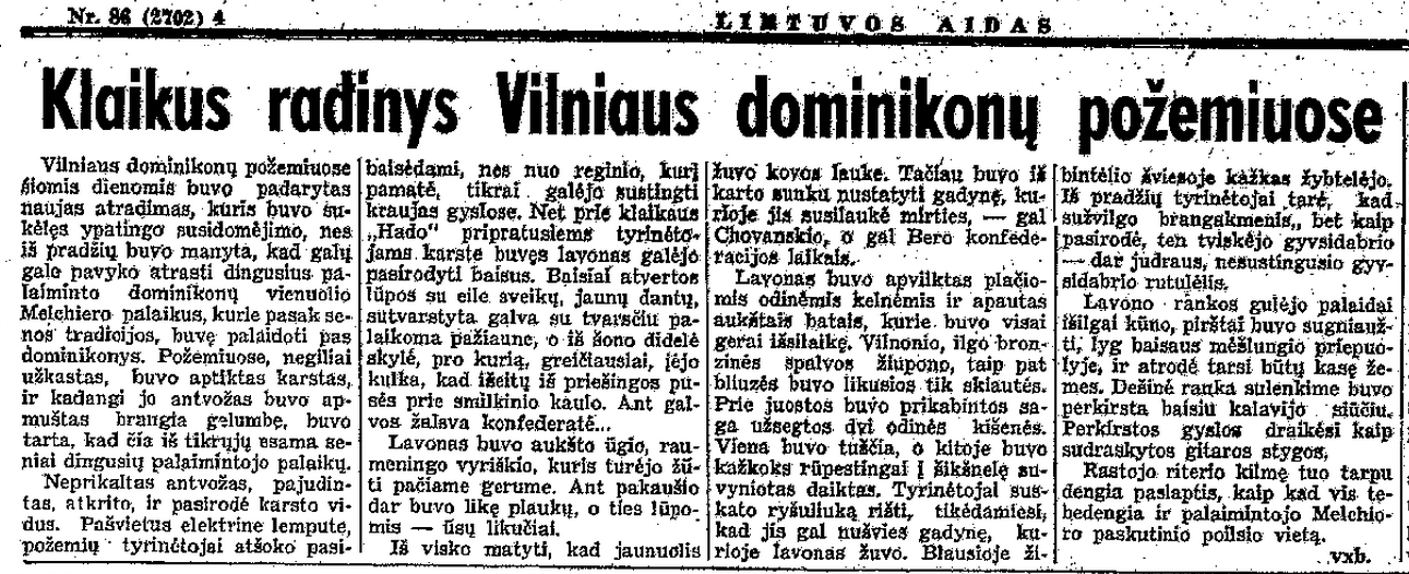 Klaikus radinys Vilniaus dominikonų požemiuose