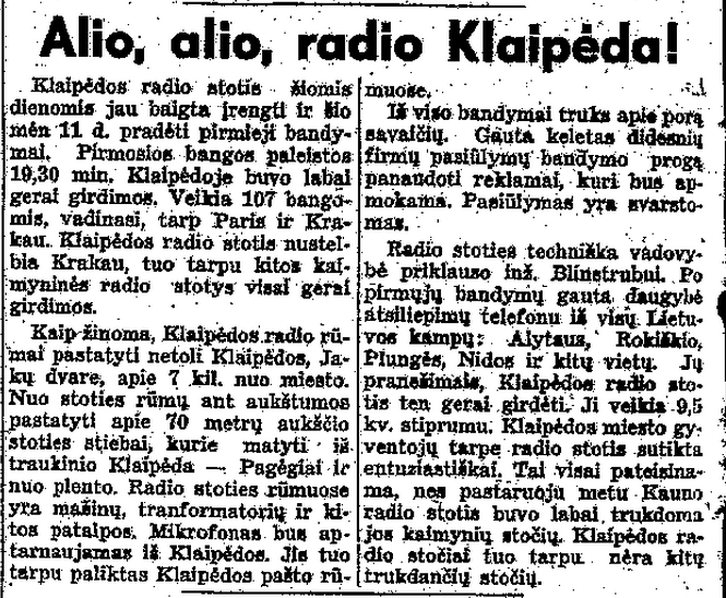Alio,alio,radio Klaipėda