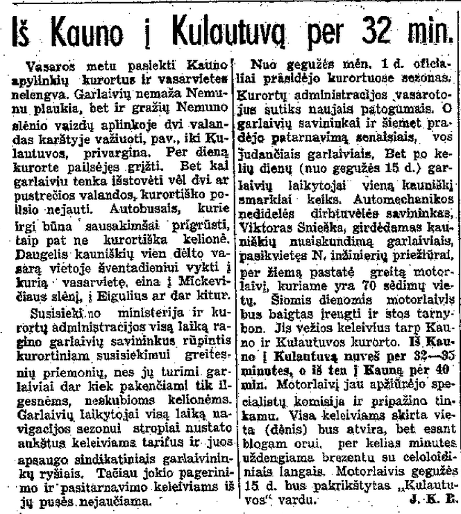 LA, 1936.05.13, p.2 - Iš Kauno į Kulautuvą per 32 min.