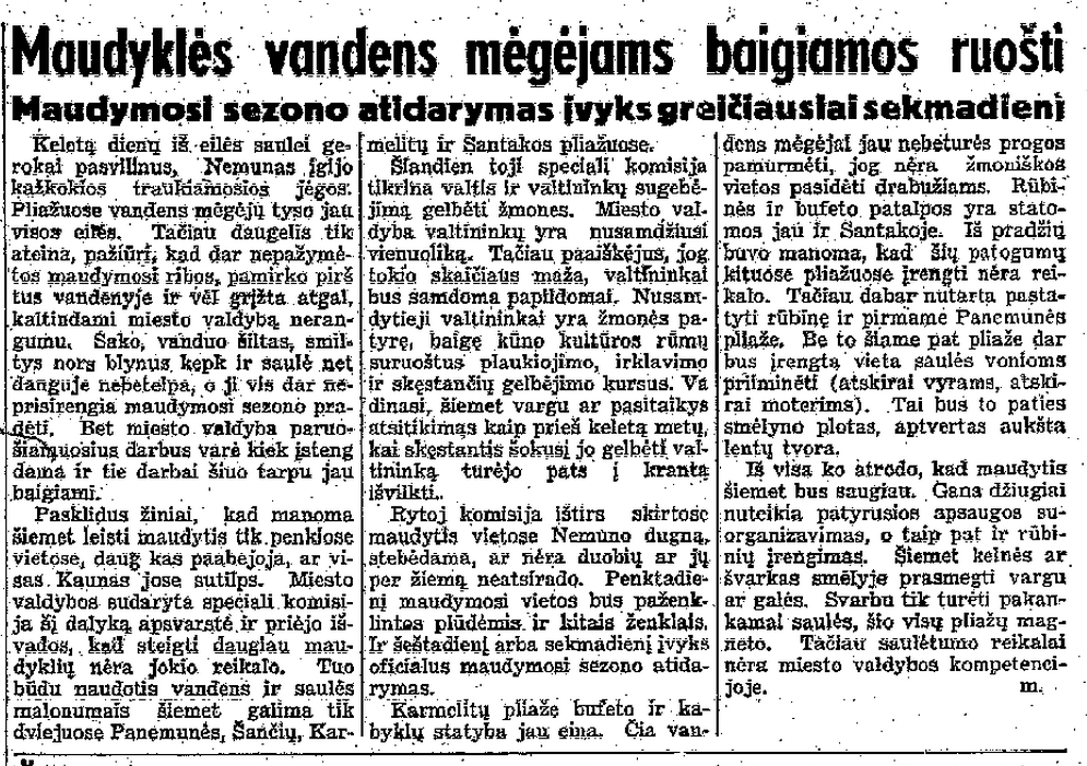 LA, 1936.05.27, p.3 - Maudyklės vandens mėgėjams baigiamos ruošti