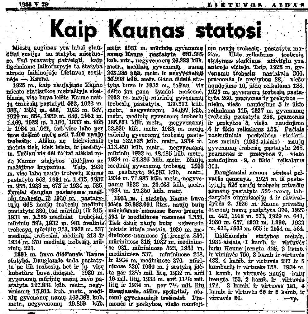 LA, 1936.05.29, p.5 - Kaip Kaunas statosi