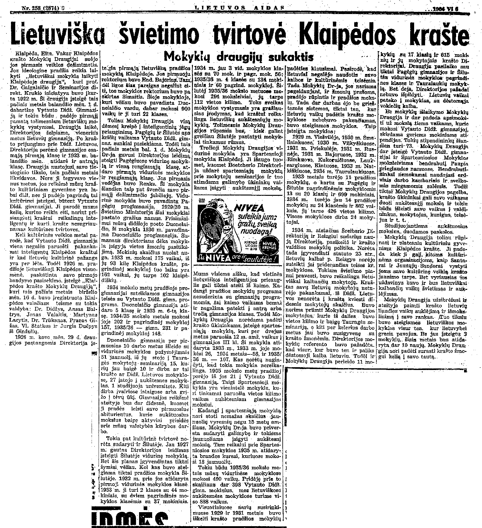 Lietuviška švietimo tvirtovė Klaipėdos krašte