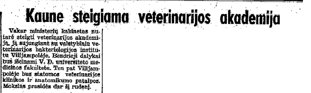 Kaune steigiama veterinarijos akademija
