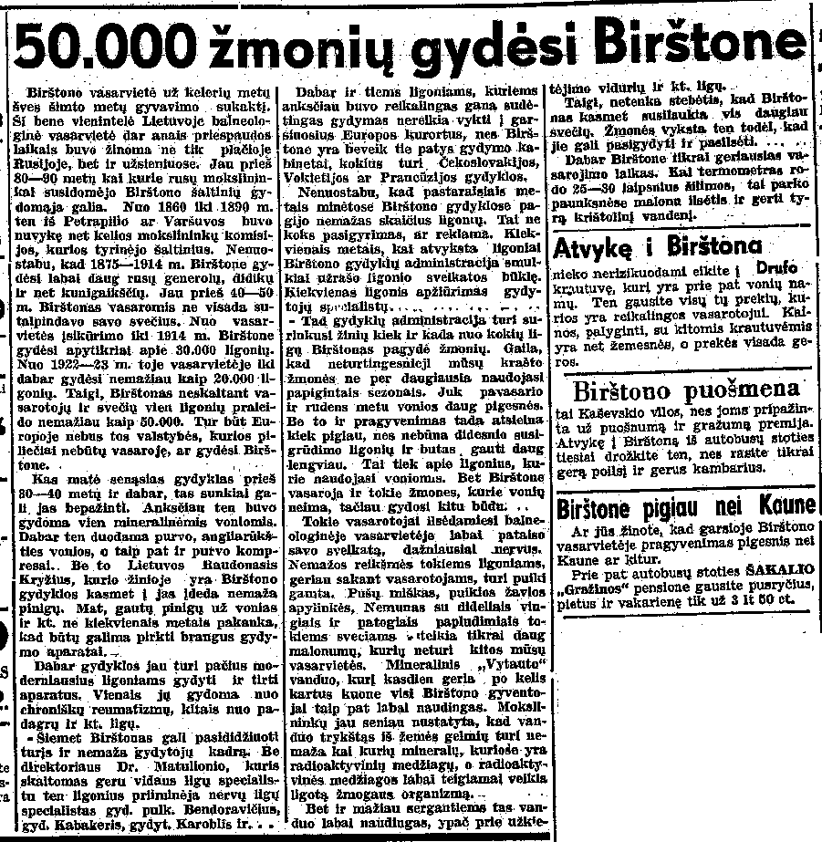 50.000 žmonių gydėsi Birštone