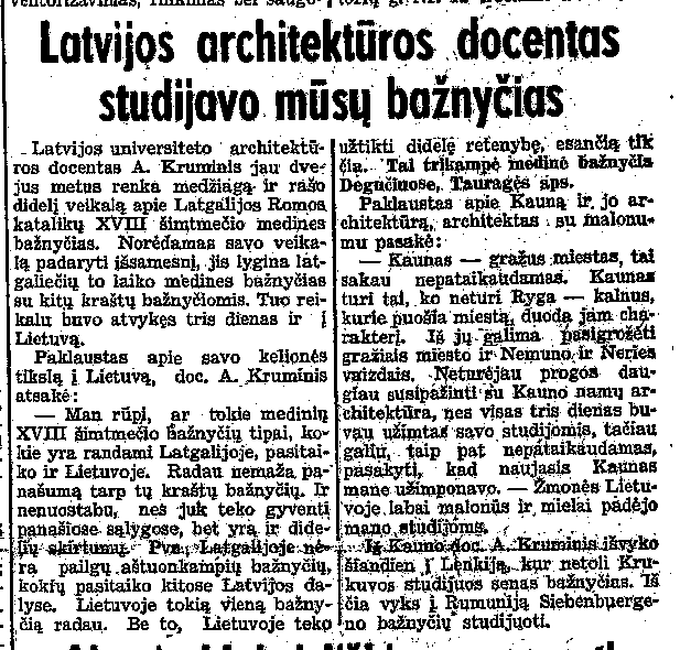 Latvijos architektūros docentas studijavo mūsų bažnyčias